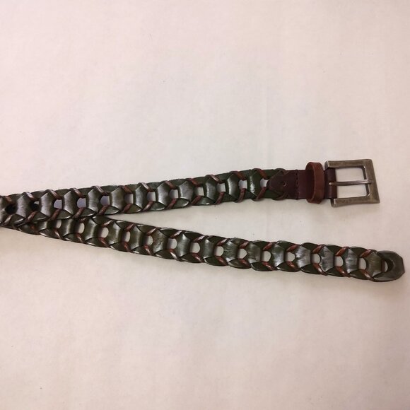 NWT Women's Chic Green Brown Braided Genuine Leather Fashion Belt with Buckle XL - Picture 4 of 9